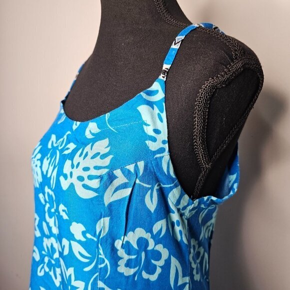 Women's sleeveless sun/beach dress, tropical print, Blue, Medium - Picture 5 of 9